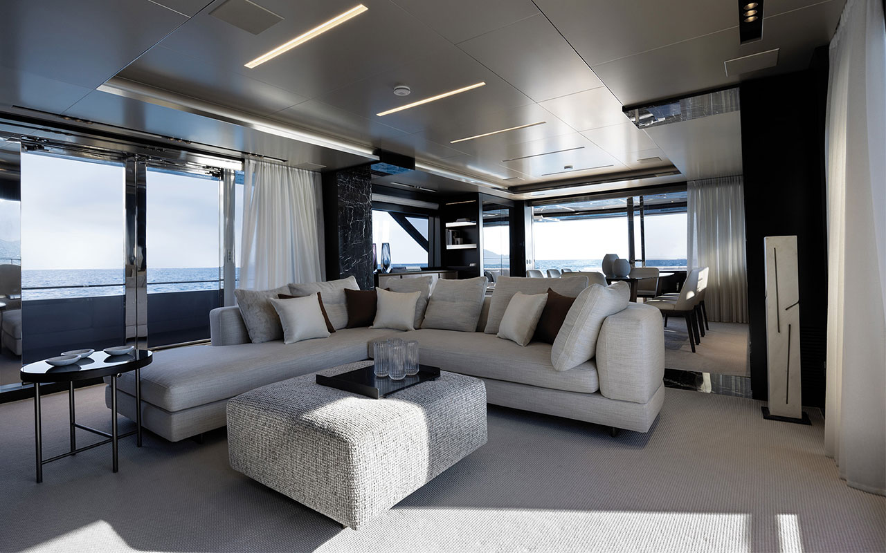 Yacht Brands Riva 102 Corsaro Super main deck lounge