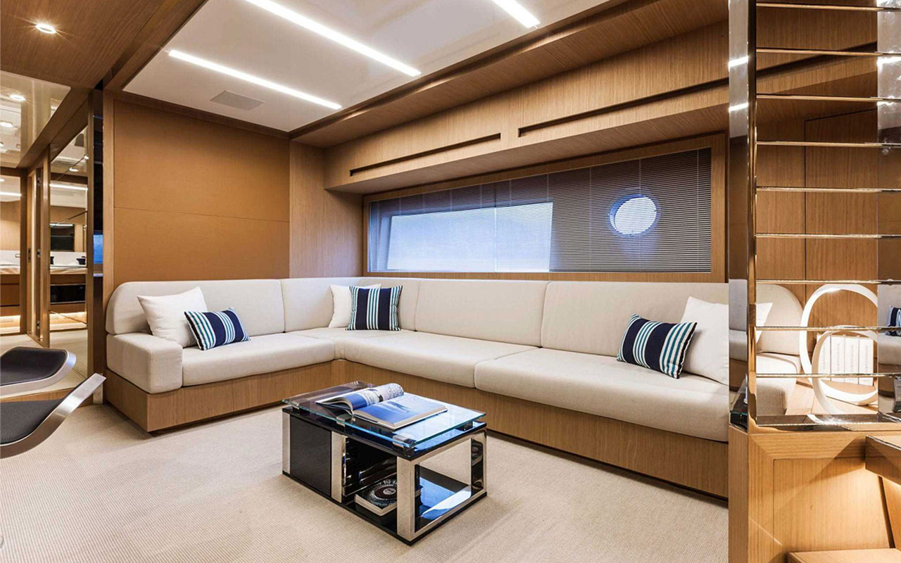 Yacht Brands Riva 88 Florida lower deck lounge