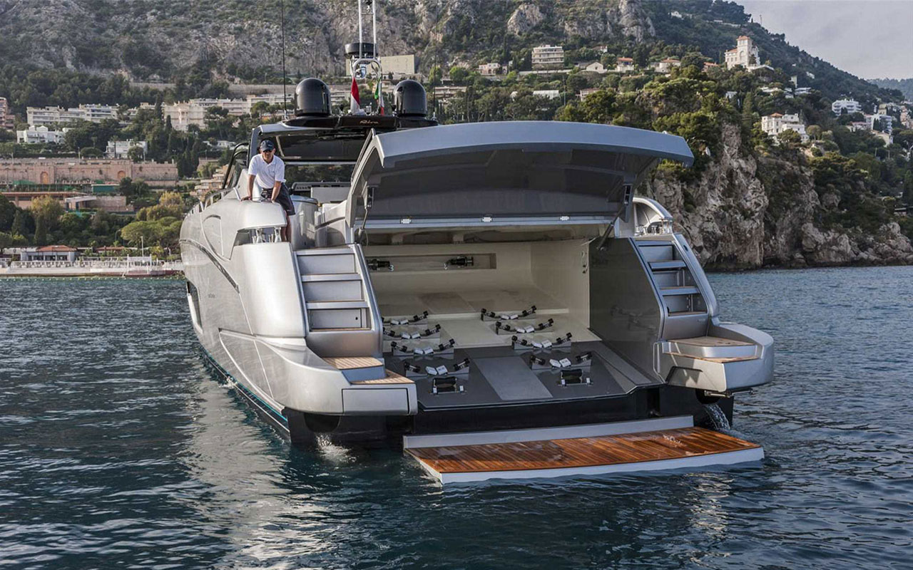 Yacht Brands Riva 88 Florida main deck garage bathing platform stern