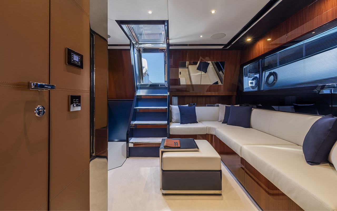 Yacht Brands Riva Dolceriva lower deck lounge