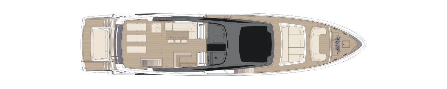Yacht Brands Riva 102 Corsaro Super layout sun deck