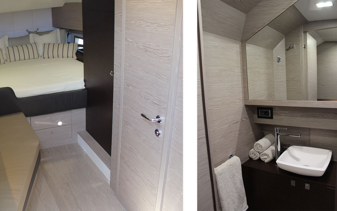 Yacht Brokerage Ibiza Sacs Rebel 47 Open cabin bathroom