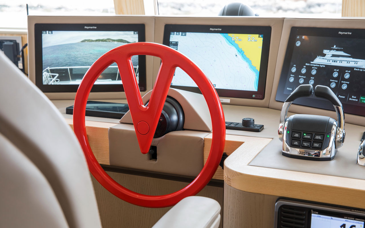Yacht Charter Ibiza Vanquish VQ82 Sea Story main deck Helm Station
