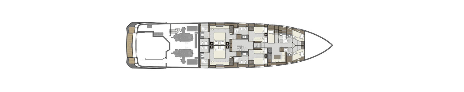 Yacht Brands Custom Line 106 layout lower deck
