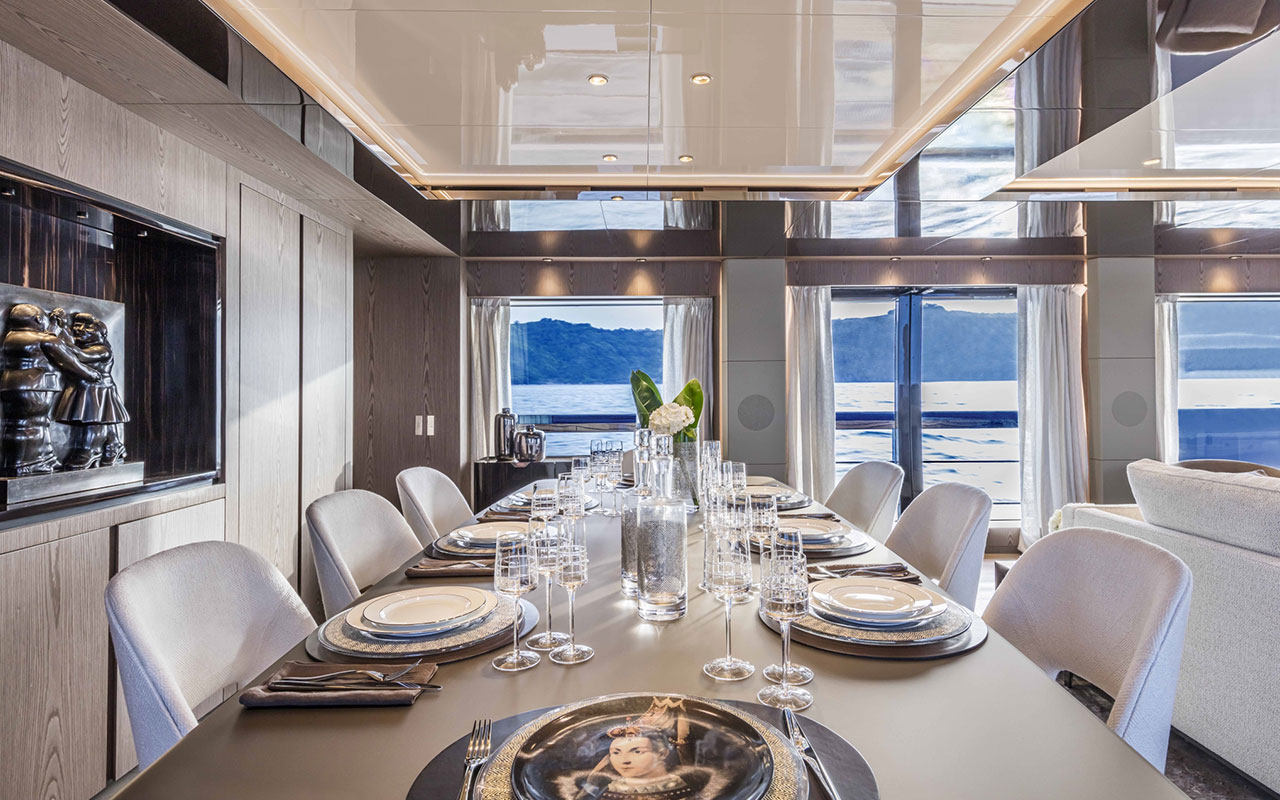 Yacht Brands Custom Line 106 main deck dining