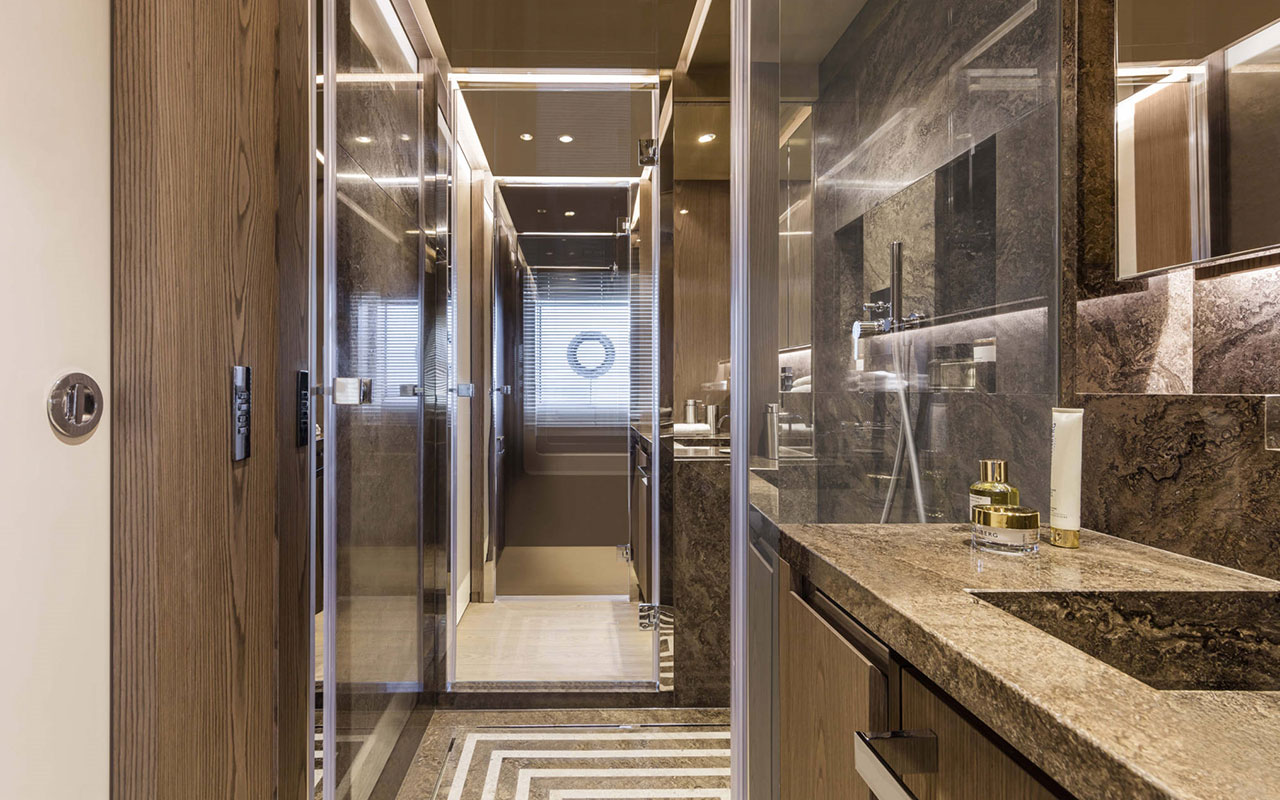 Yacht Brands Custom Line 106 main deck master cabin bathroom