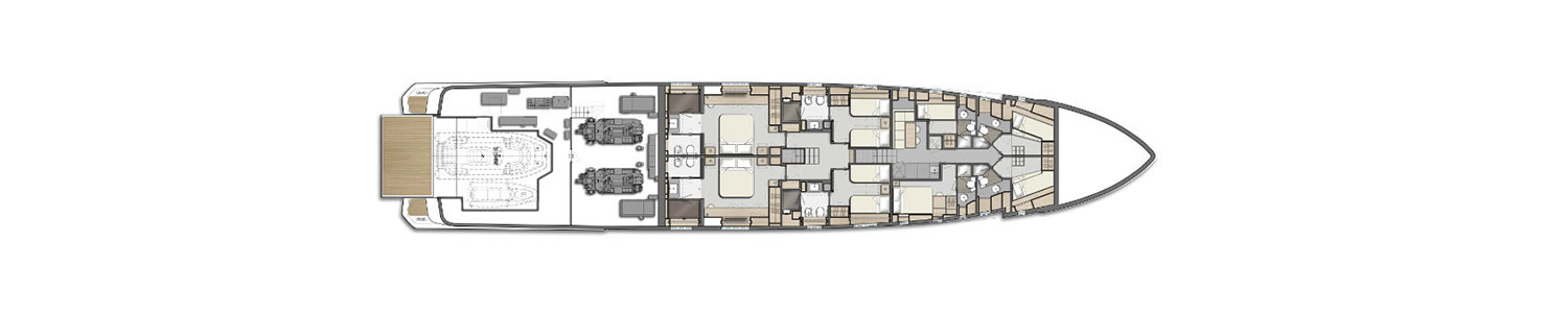 Yacht Brands Custom Line 120 layout lower deck