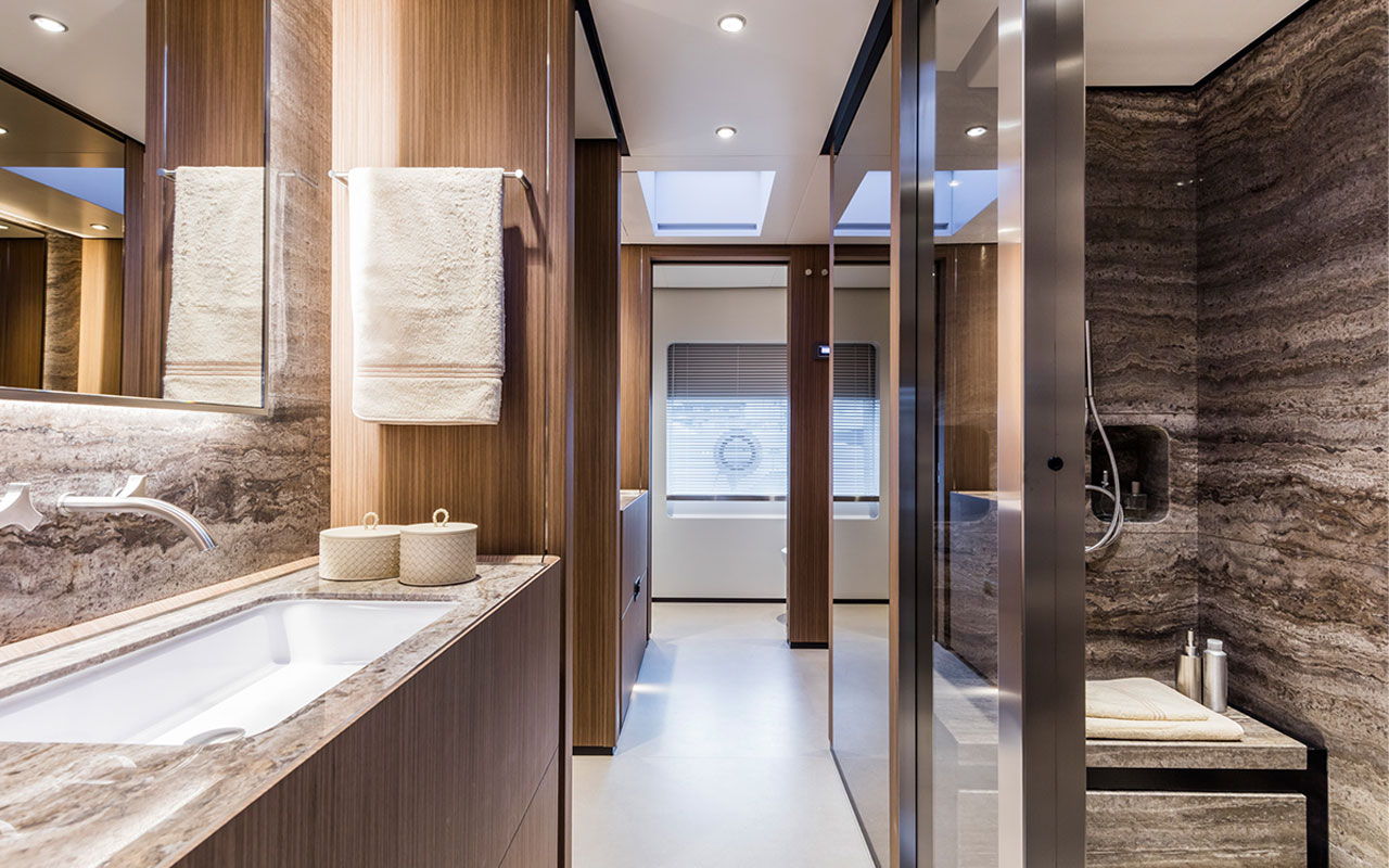 Yacht Brands Custom Line 120 main deck master cabin bathroom