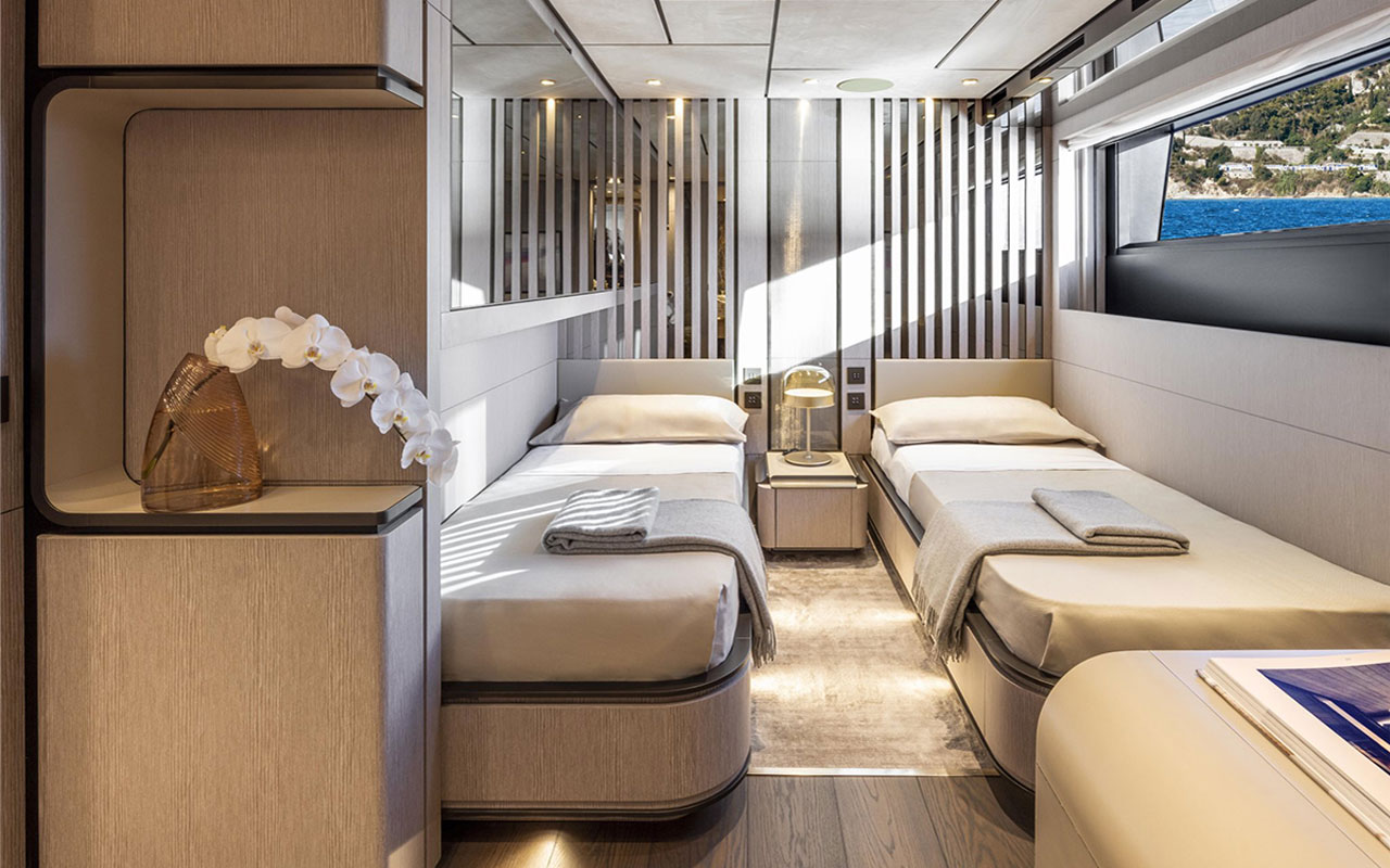 Yacht Brands Custom Line 140 lower deck twin cabin