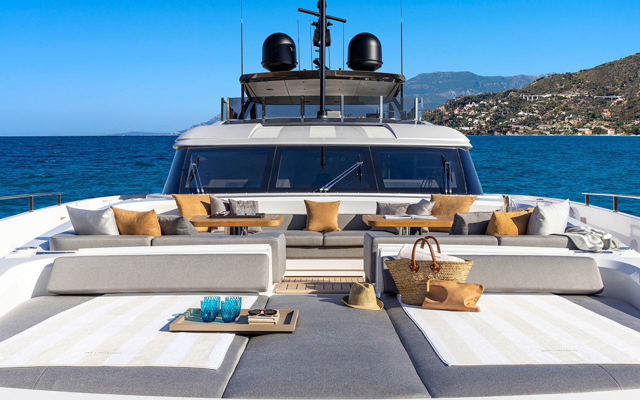 Yacht Brands Custom Line 140 main deck bow lounge