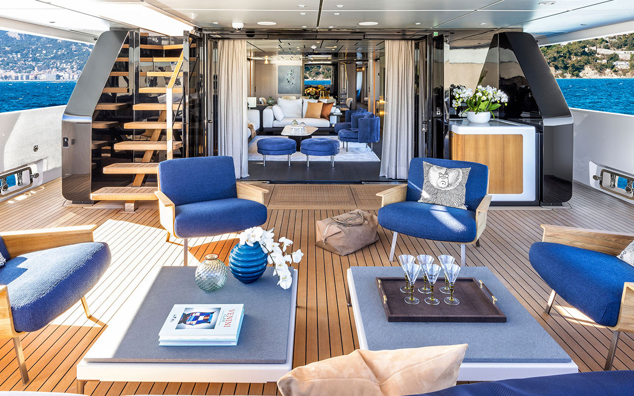 Yacht Brands Custom Line 140 main deck cockpit terrace lounge