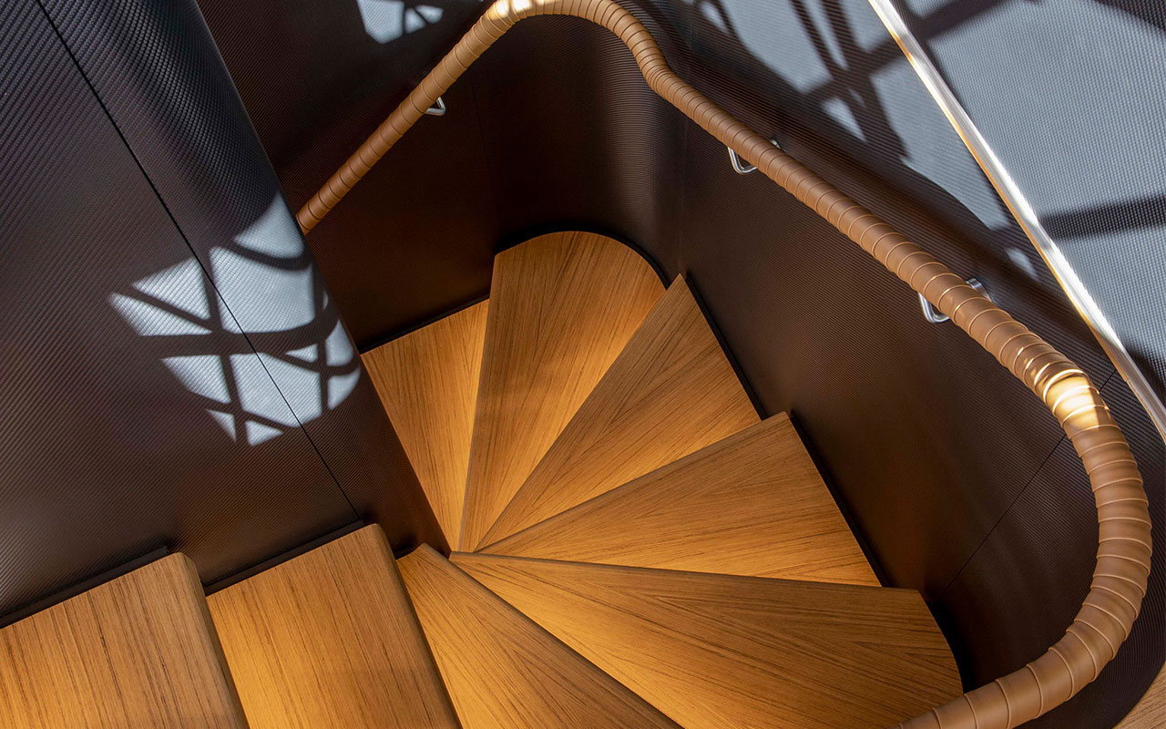Yacht Brands Custom Line Navetta 30 lower deck staircase