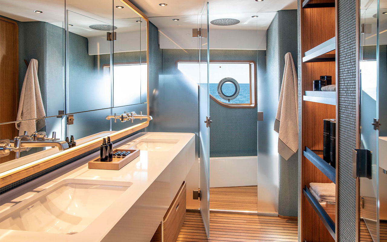 Yacht Brands Custom Line Navetta 30 main deck master cabin bathroom ensuite
