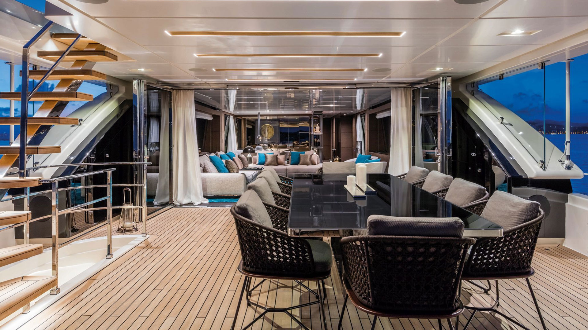 Yacht Brands Custom Line Navetta 42 upper deck stern dining