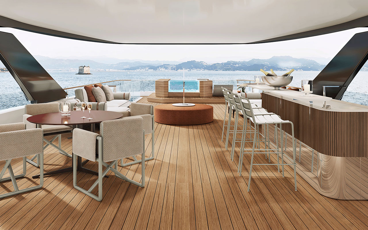 Yacht Brands Custom Line Navetta 50 project sun deck Flybridge