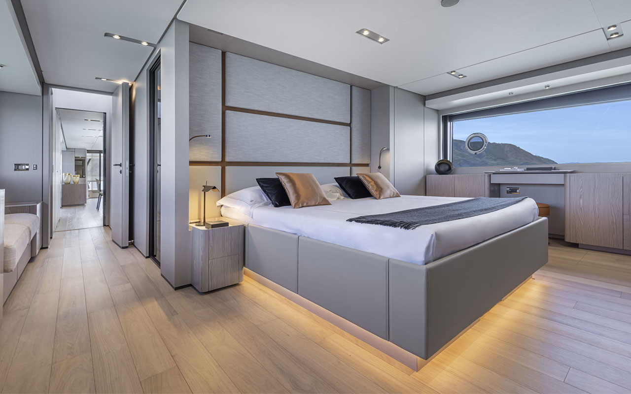 Yacht Brands Ferretti Yachts 1000 main deck master cabin contemporary