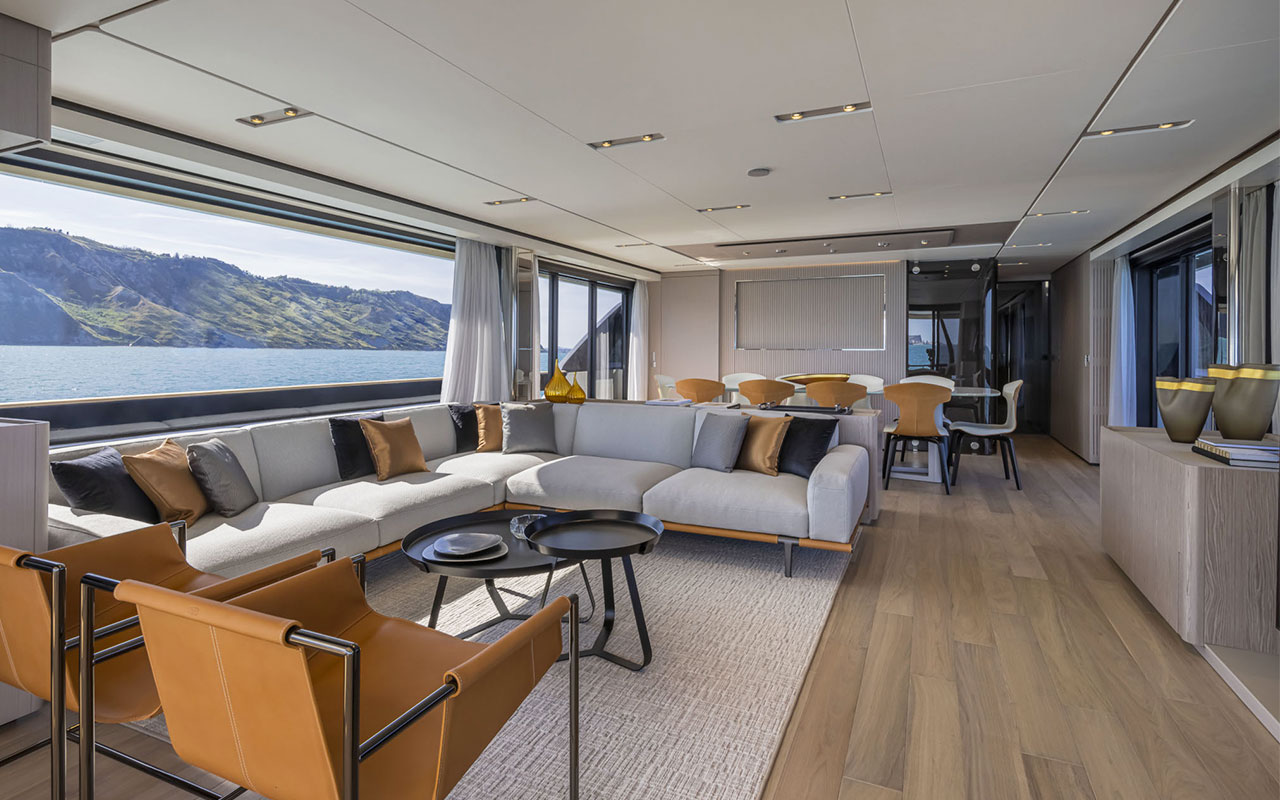 Yacht Brands Ferretti Yachts 1000 main deck salon contemporary