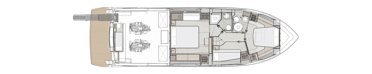 Yacht Brands Ferretti Yachts 500 layout lower deck 3 cabins