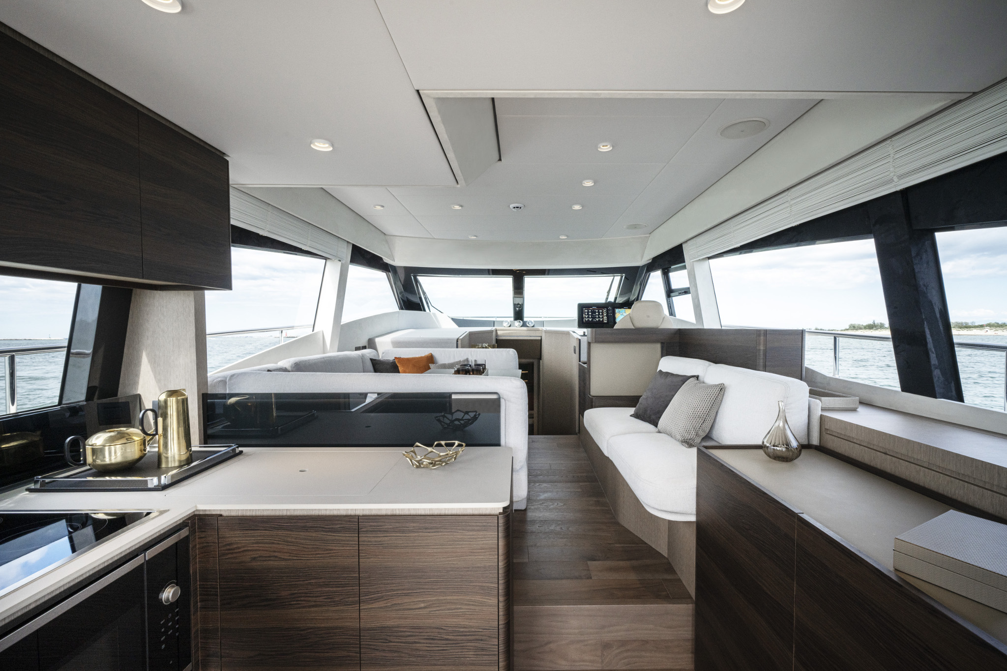 Yacht Brands Ferretti Yachts 500 main deck salon galley classic