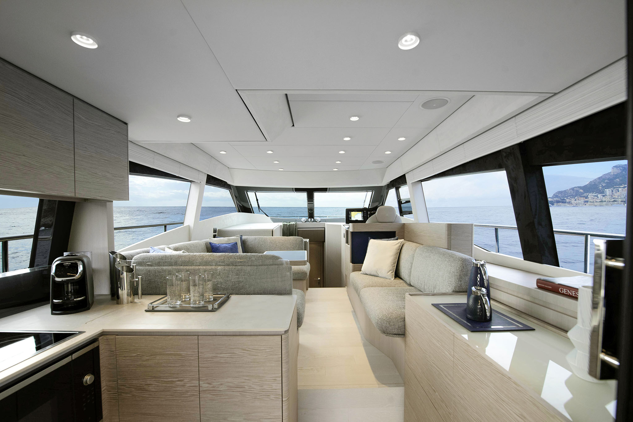 Yacht Brands Ferretti Yacht 500 main deck salon galley contemporary