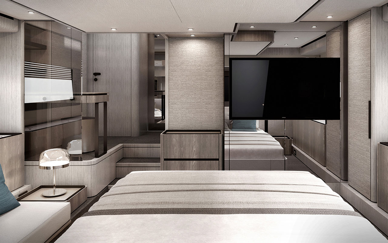 Yacht Brands Ferretti Yachts 580 master cabin contemporary