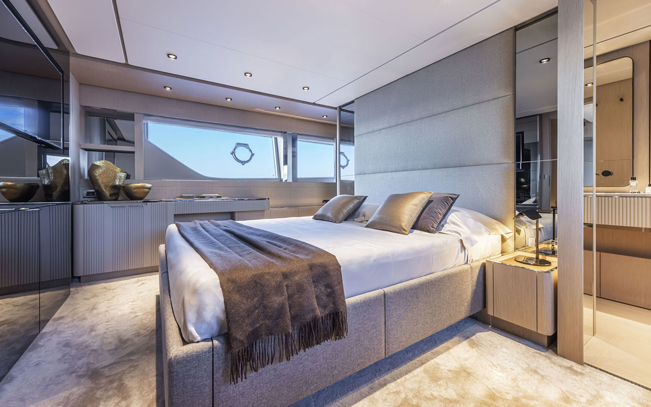 Yacht Brands Ferretti Yachts 780 lower deck master cabin contemporary