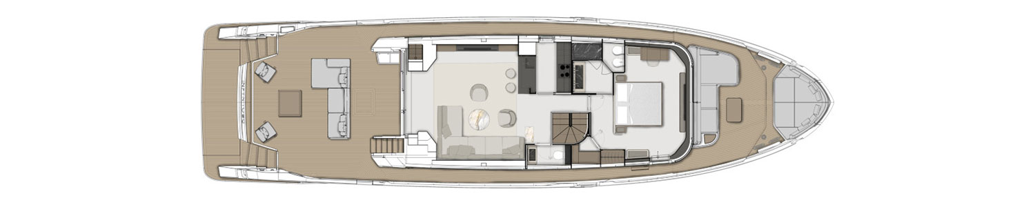 Yacht Brands Ferretti Yachts INFYNITO 90 layout main deck master cabin option