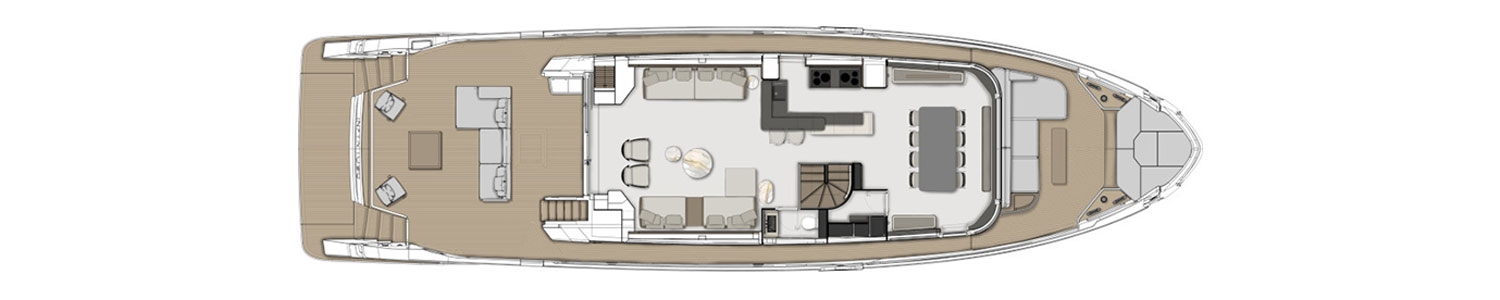 Yacht Brands Ferretti Yachts INFYNITO 90 layout main deck show kitchen option