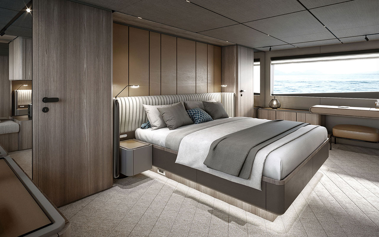 Yacht Brands Ferretti Yachts INFYNITO 90 master cabin 2 contemporary