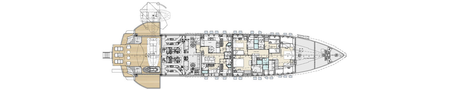 Yacht Brands Pershing 140 layout lower deck