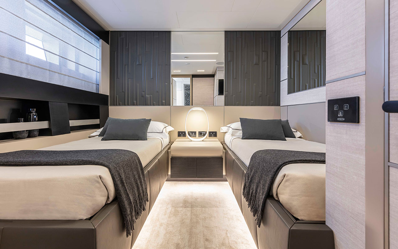 Yacht Brands Pershing 140 lower deck twin cabin
