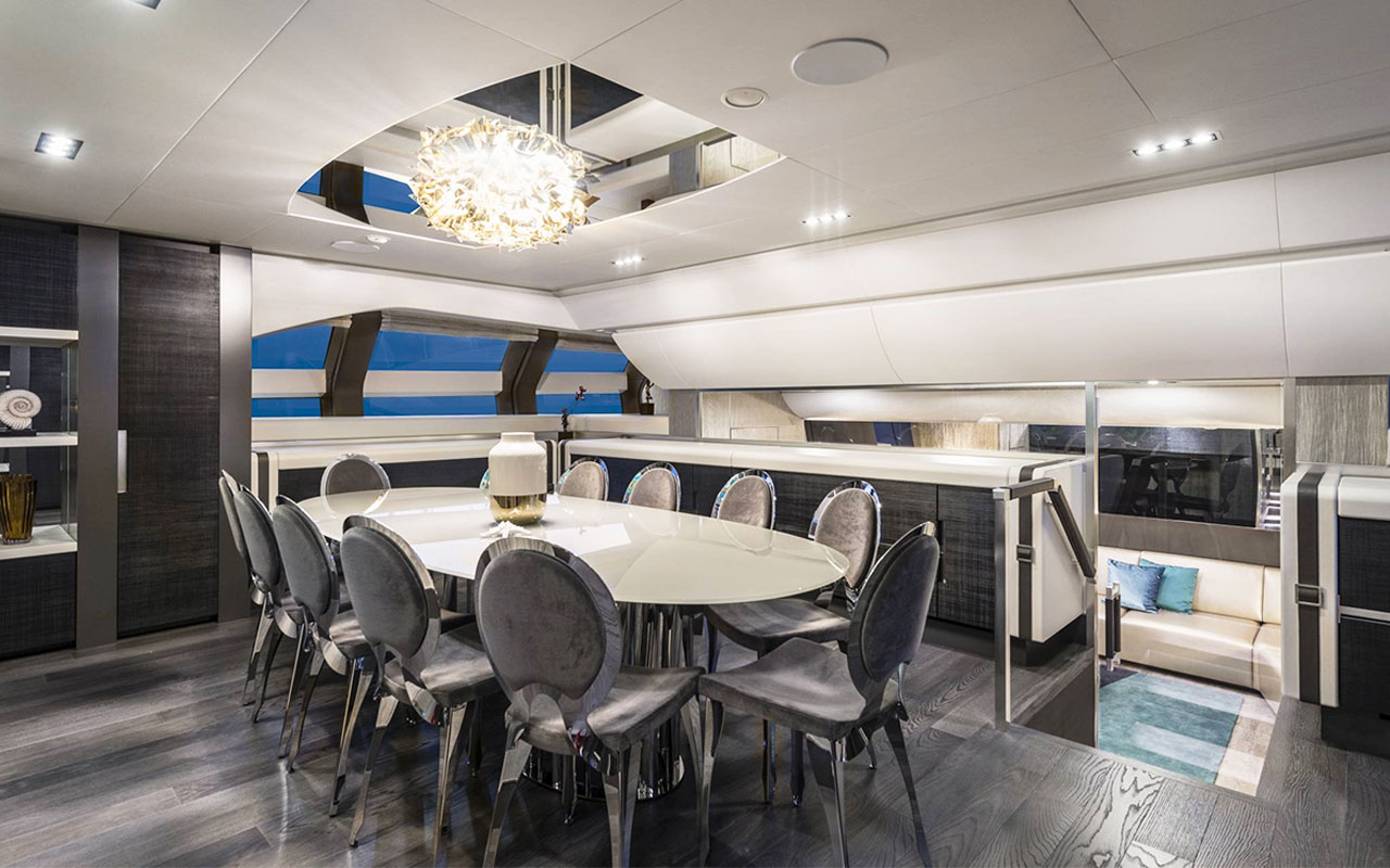 Yacht Brands Pershing 140 main deck dining