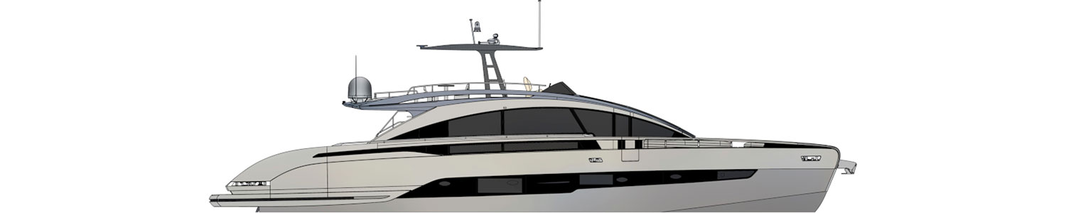 Yacht Brands Pershing GTX80 project layout profile hard top