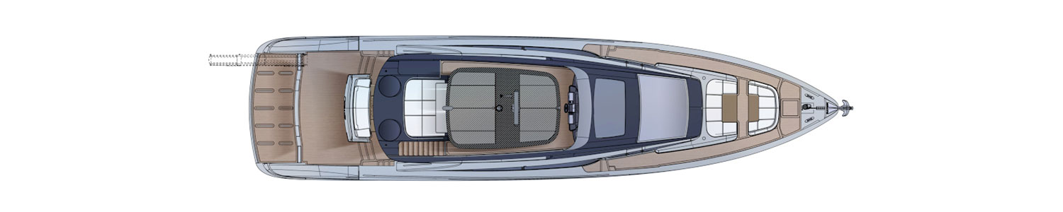Yacht Brands Pershing GTX80 project layout top view hard top