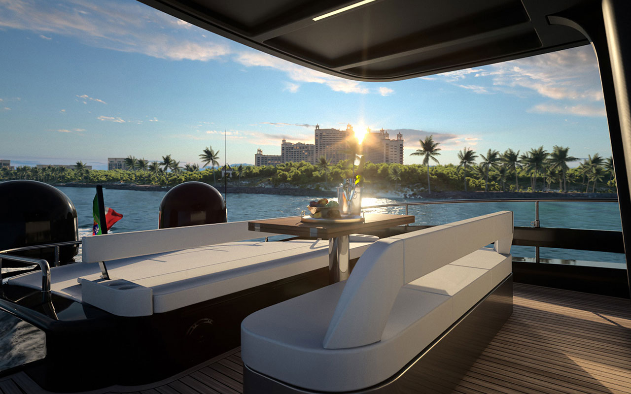 Yacht Brands Pershing GTX80 project sun deck