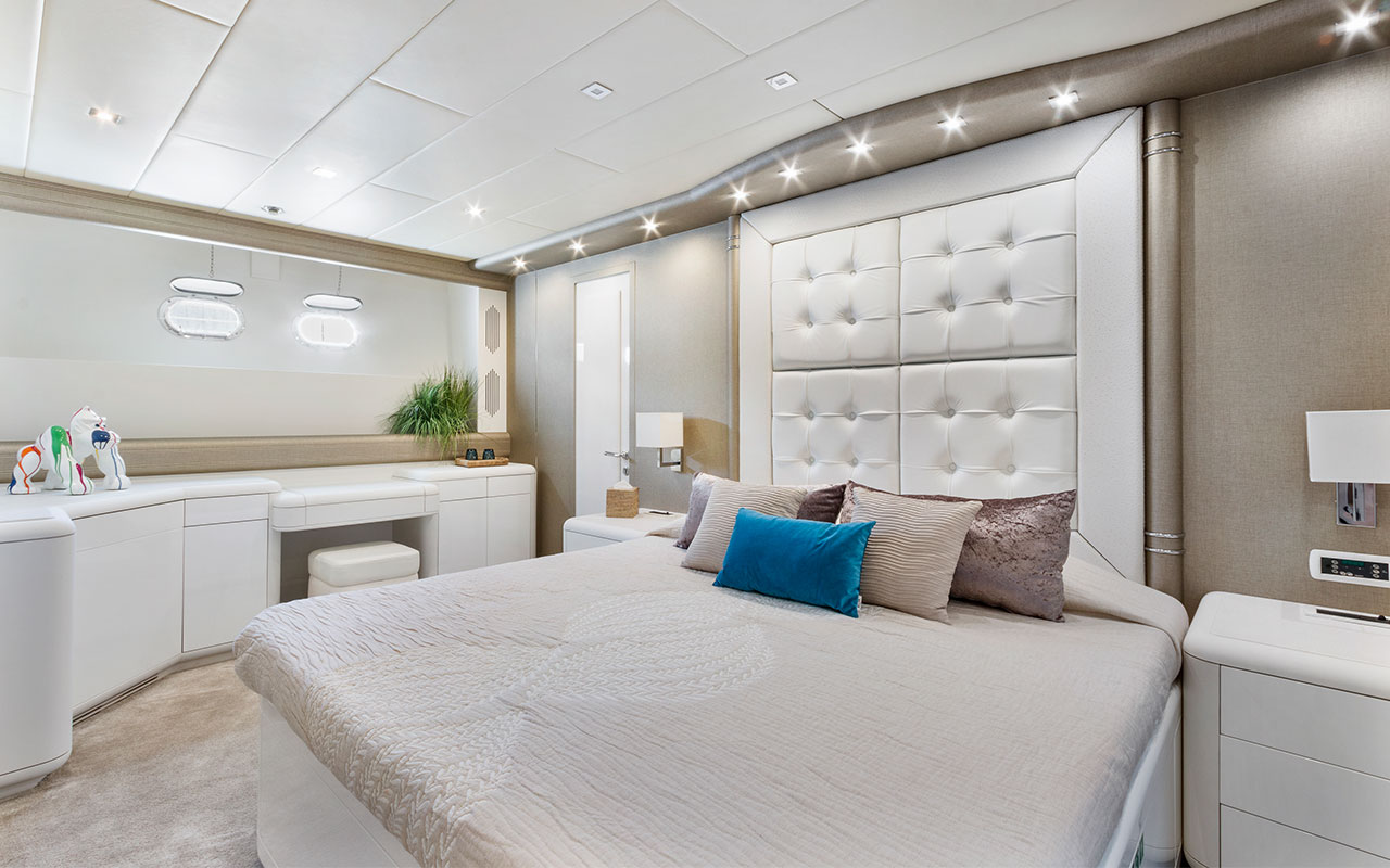 Yacht Charter Ibiza Mangusta 108 lower deck VIP cabin