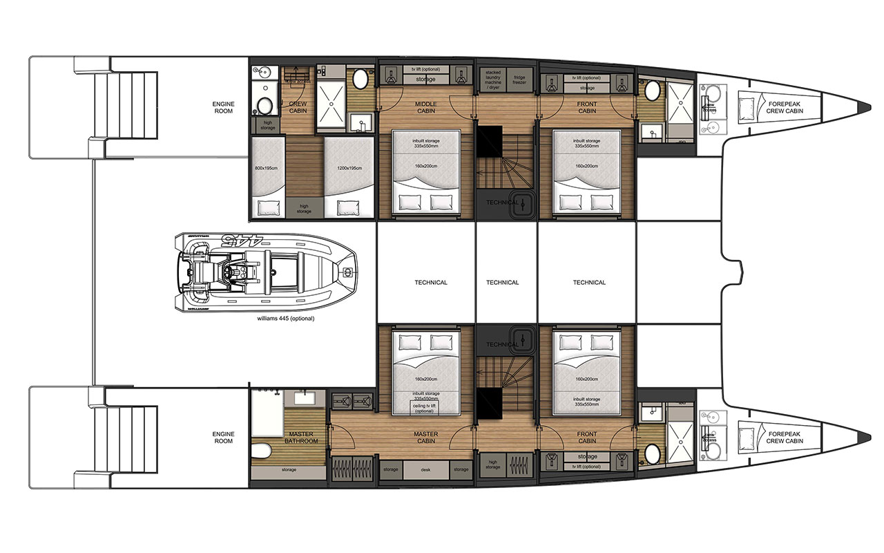 Yacht Charter Bahamas Sunreef Supreme 68 layout