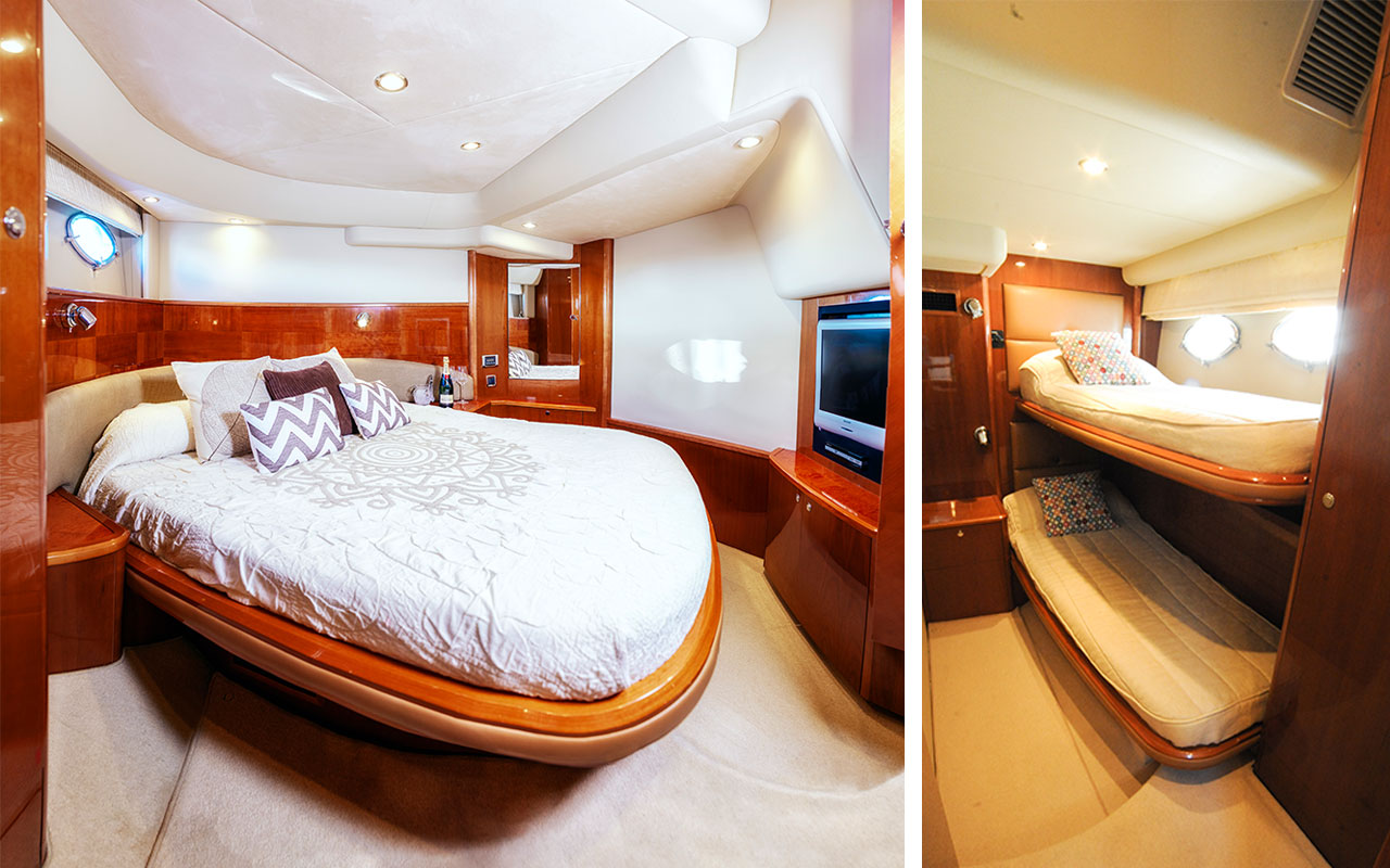 Yacht Charter Ibiza Princess V58 cabins