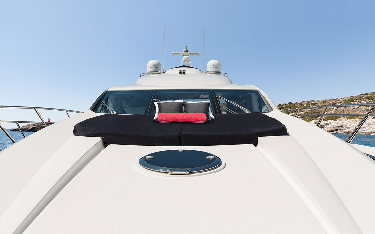 Yacht Charter Ibiza Sunseeker Predator 74 bow