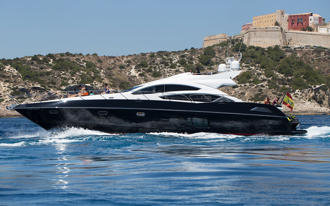 Yacht Charter Ibiza Sunseeker Predator 74 exterior