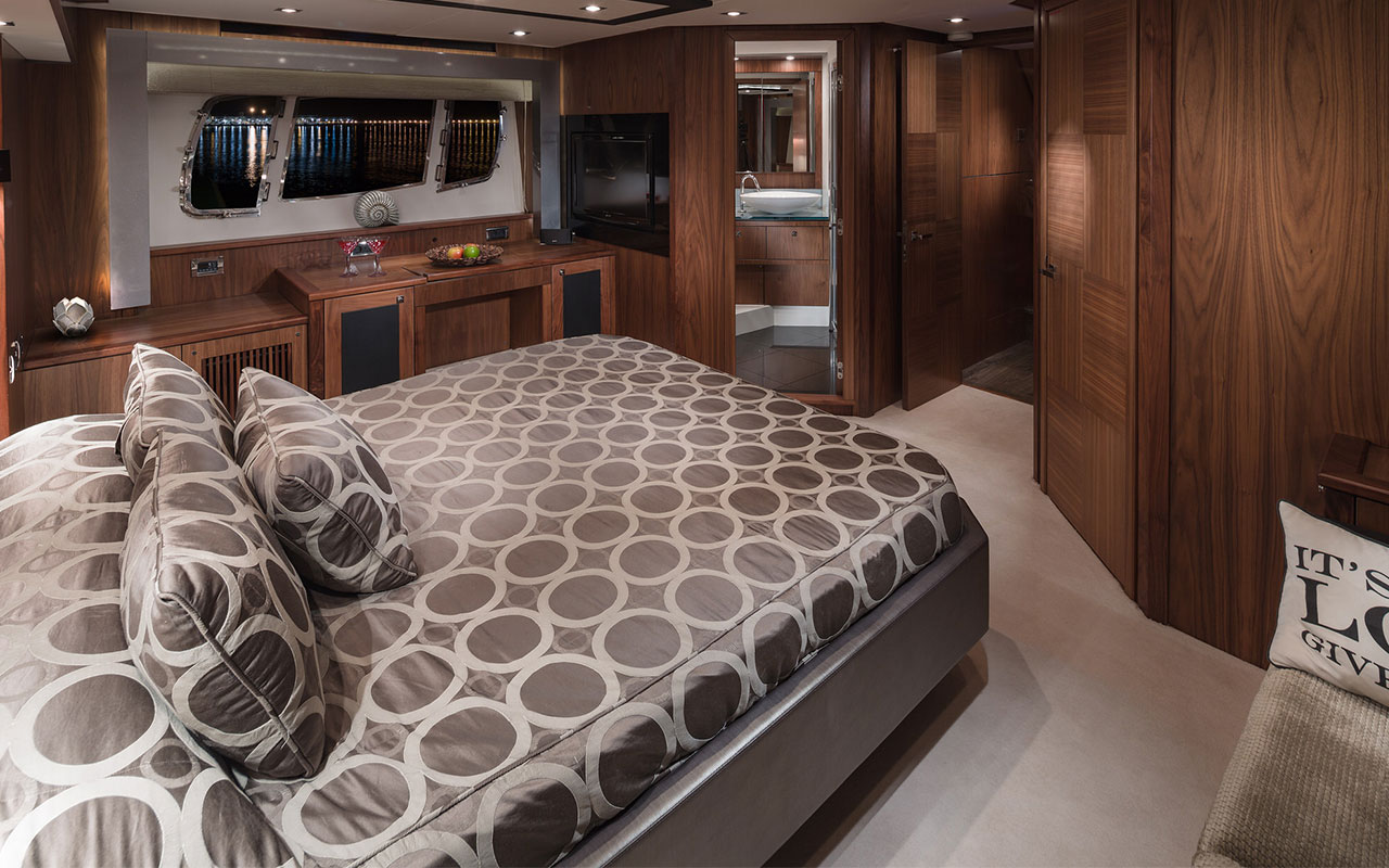 Yacht Charter Ibiza Sunseeker Predator 74 master cabin