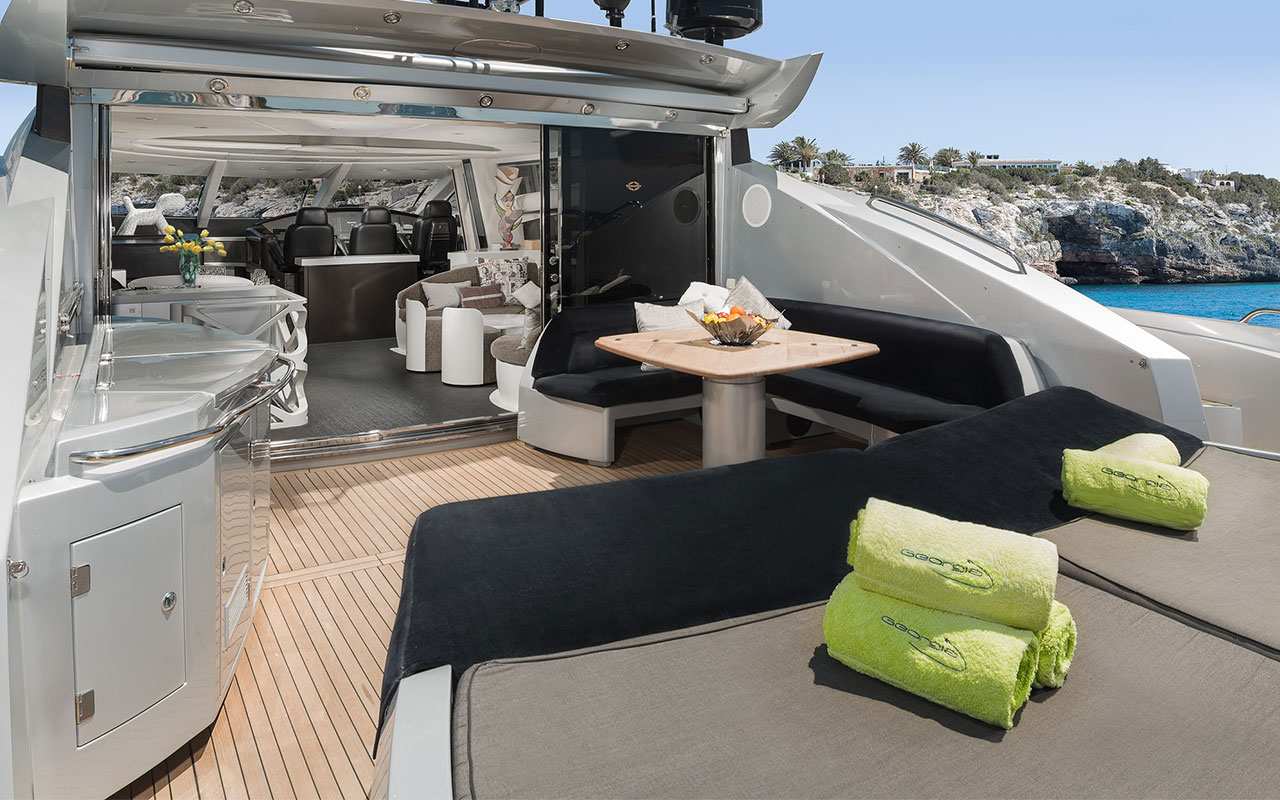 Yacht Charter Ibiza Sunseeker Predator 82 cockpit
